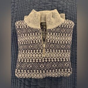 J.Crew Fair Isle Lambswool quarter zip sweater Size Medium
